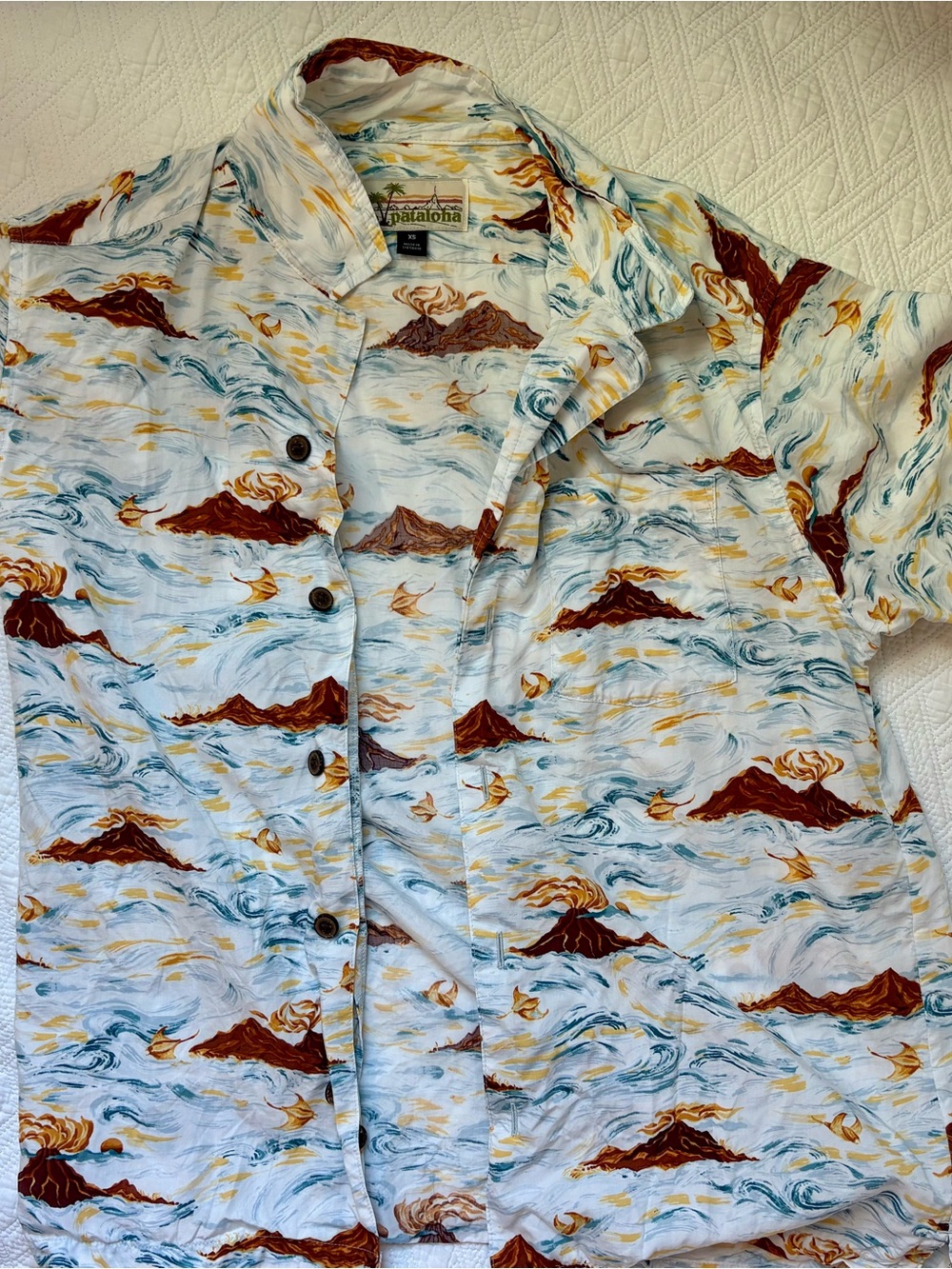 Patagonia Pataloha shirt with volcano print